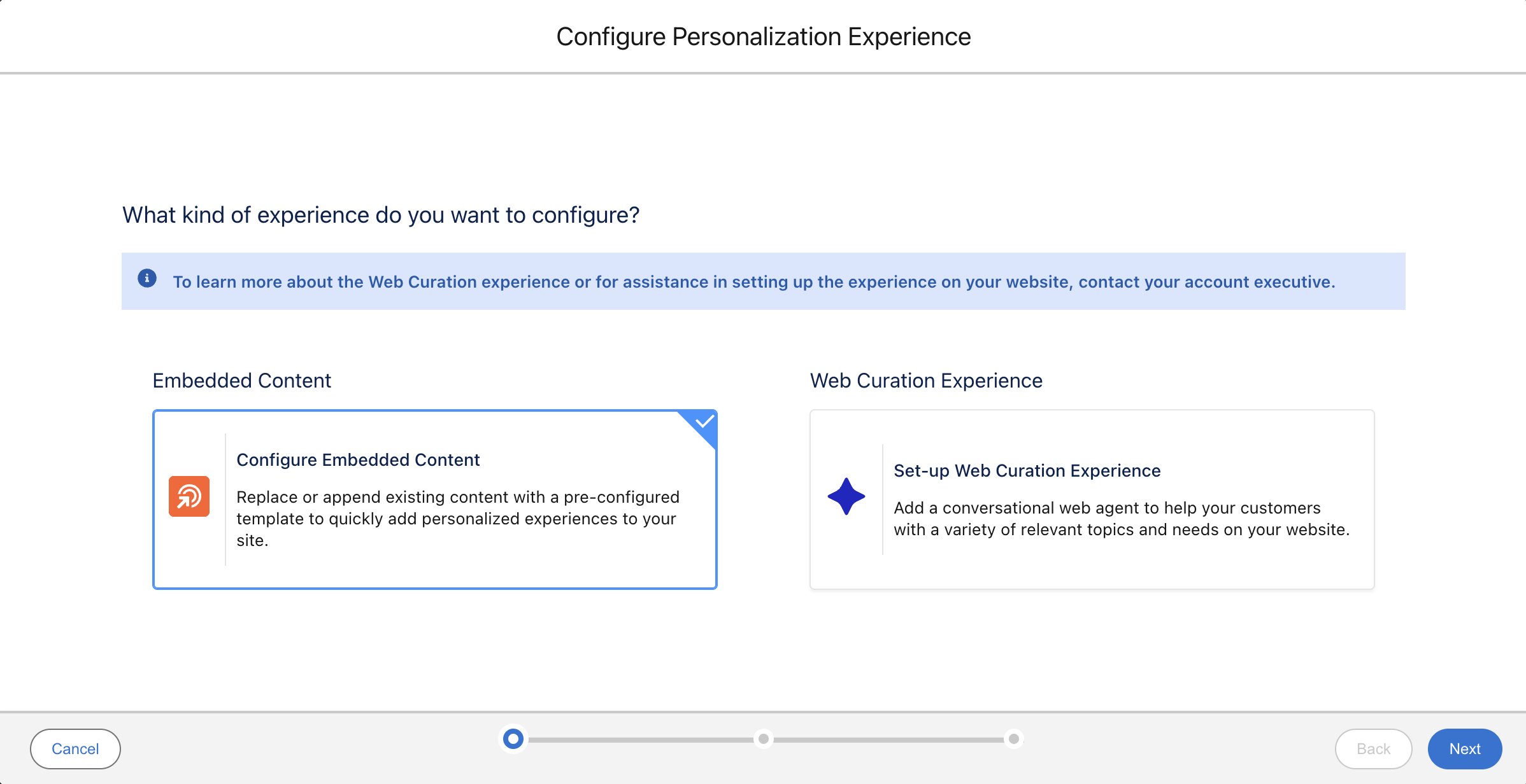 Configure Personalization Experience in Web Personalization Manager
