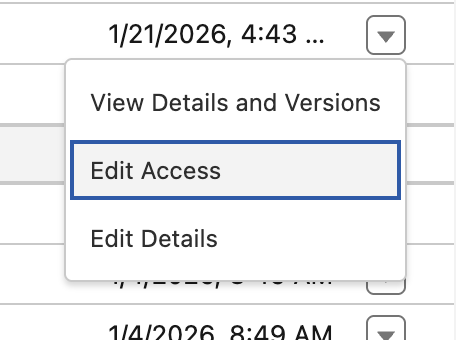 Edit Access menu for a Flow Definition