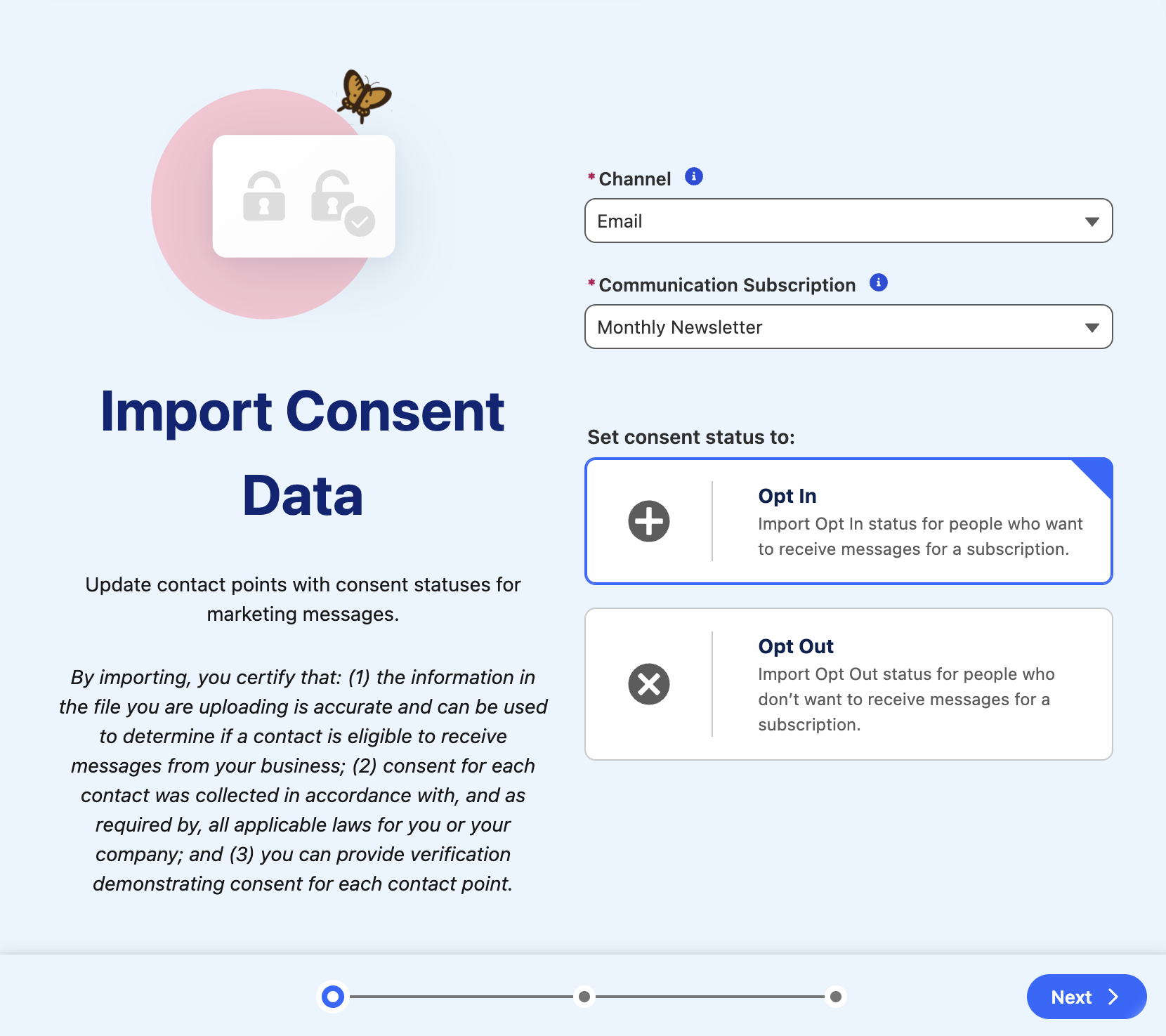 Import Consent Data dialog