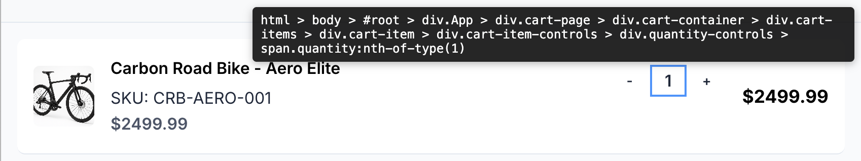 Line Item Quantity on cart page