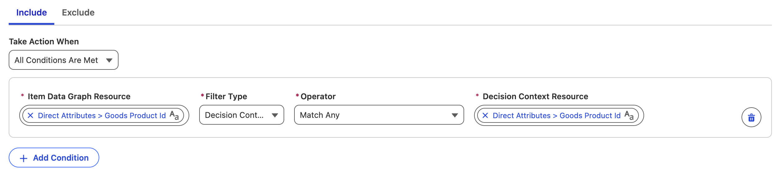 Configure filter in objective-based recommender