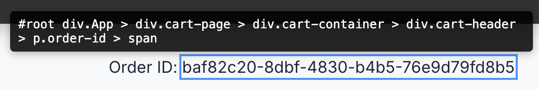 Order Id on cart page