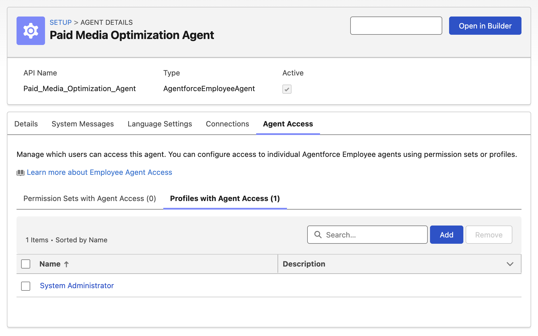 Profile with Agent Access