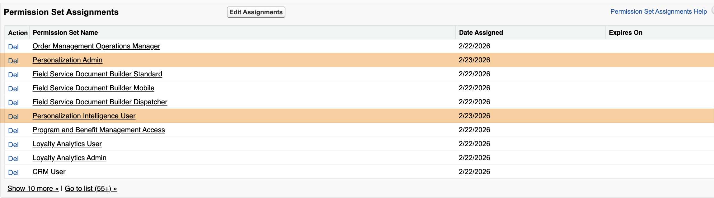 Salesforce Personalization Permission Set Assignments