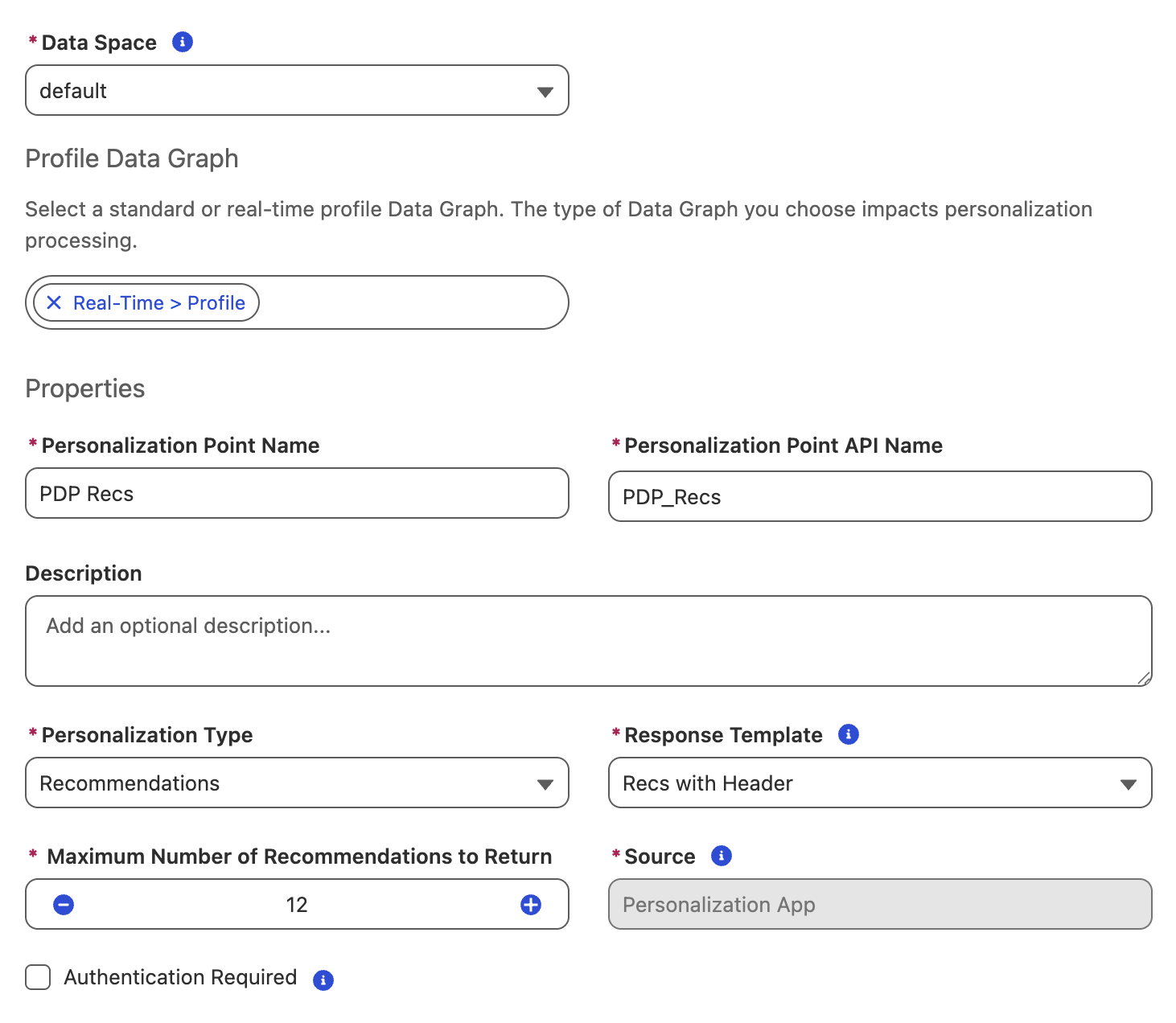 Personalization Point Properties for Recommendations Personalization Point