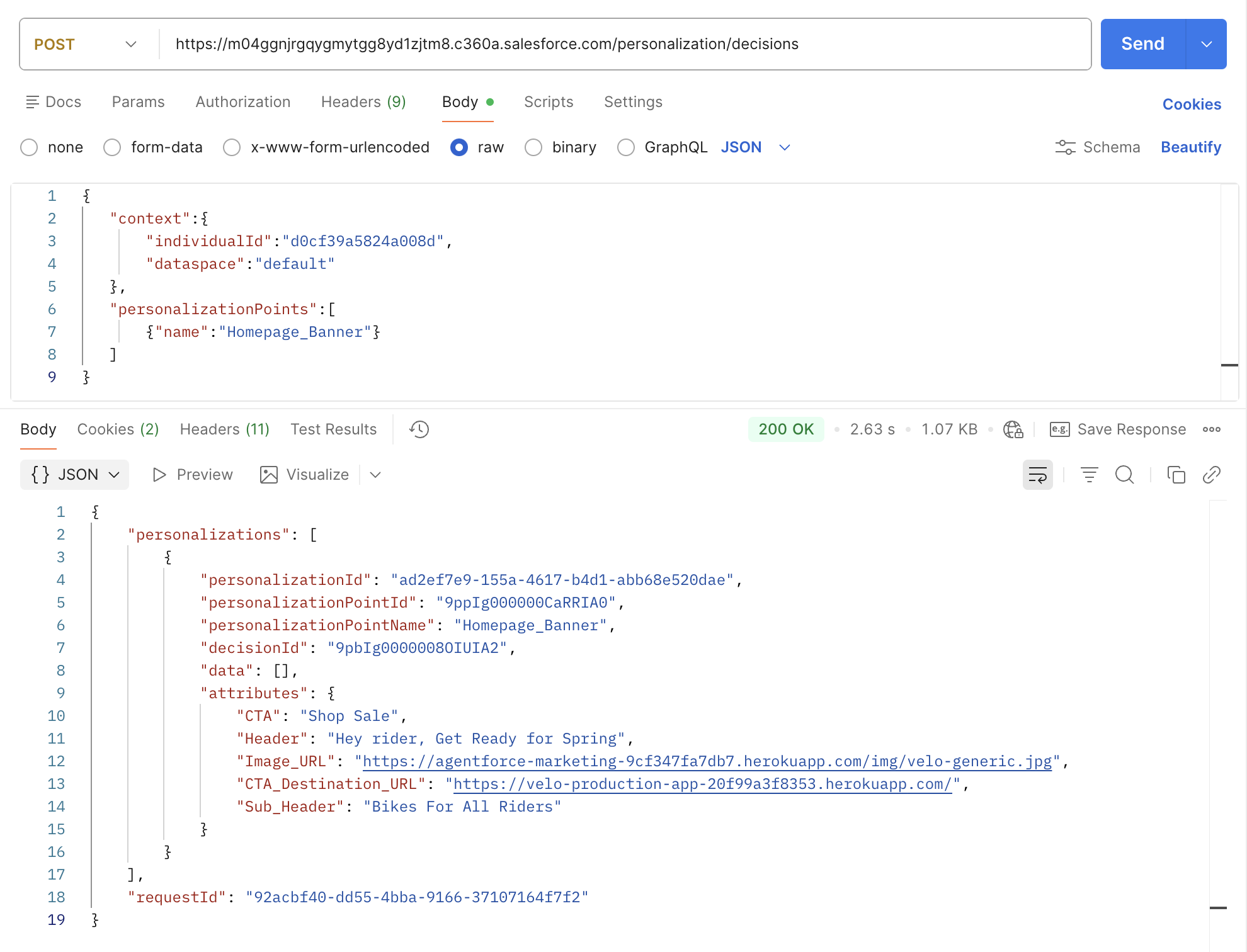 API response in Postman