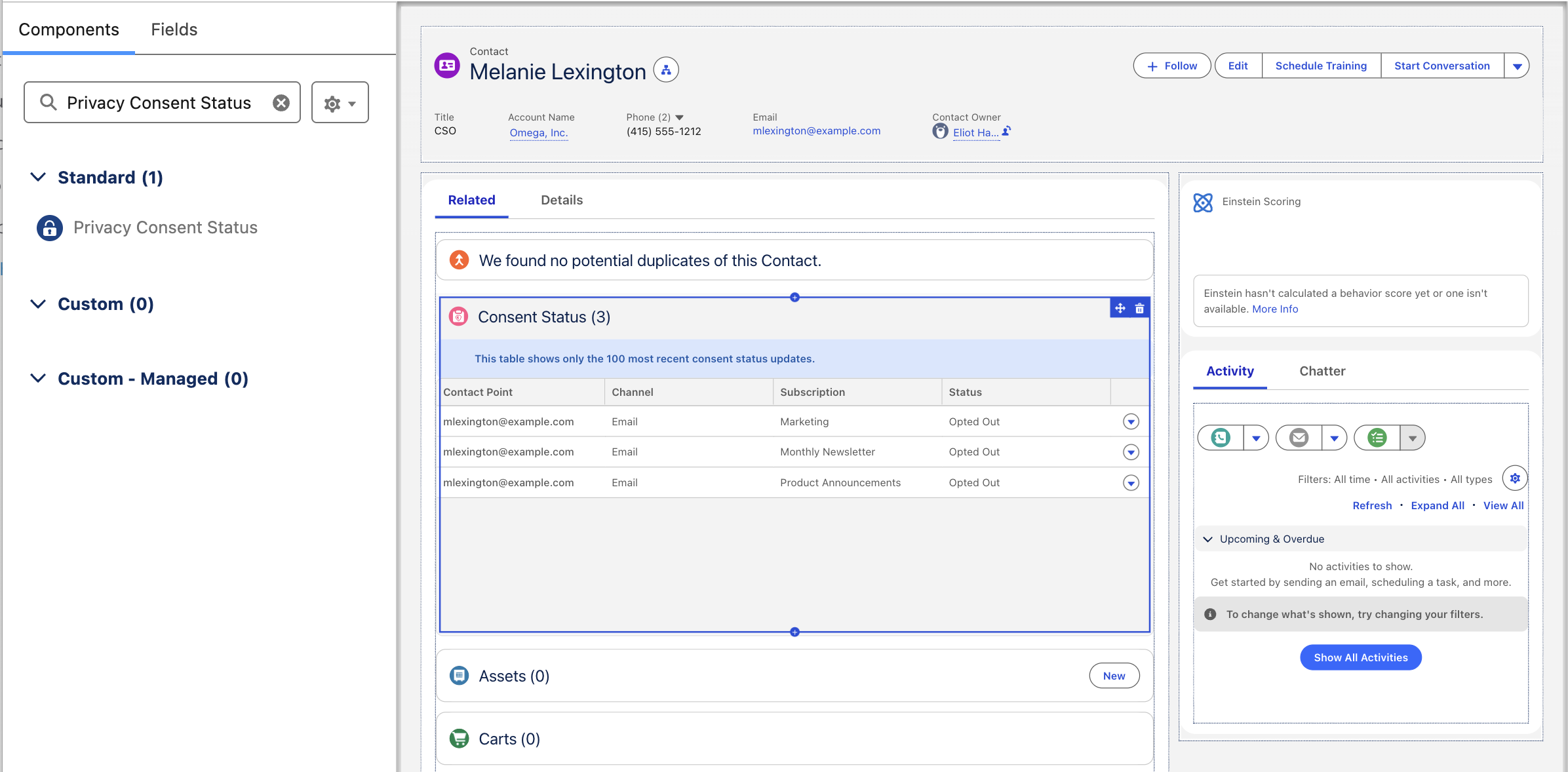 Add Privacy Consent Status component to record page