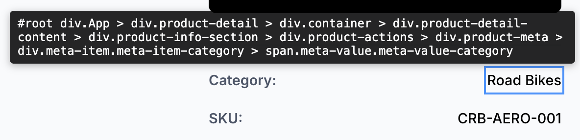 Identify product category on webpage