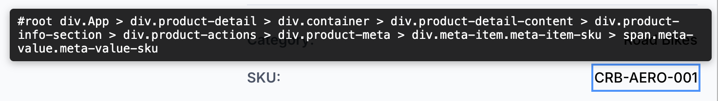 Identify product sku on webpage