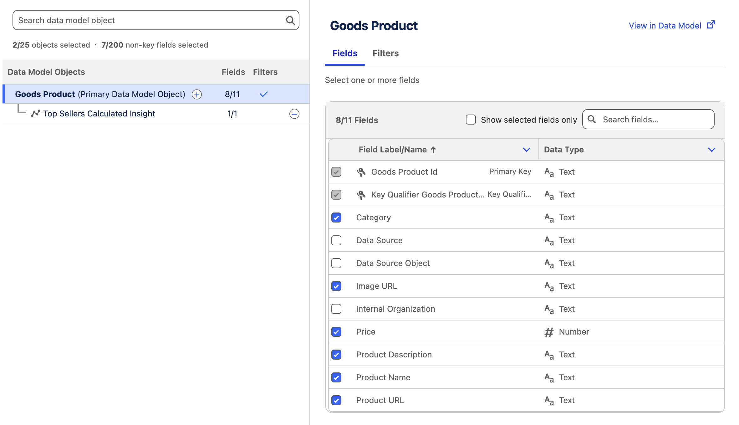 Data Graph structure for Products Data Graph