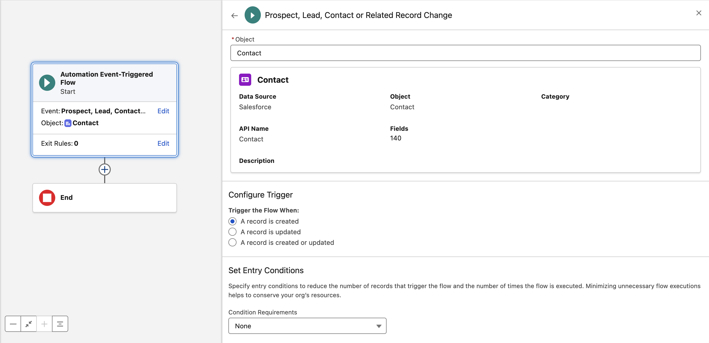 Configure Prospect, Lead, Contact or Related Record Change
Prospect, Lead, Contact or Related Record Change in Flow Builder