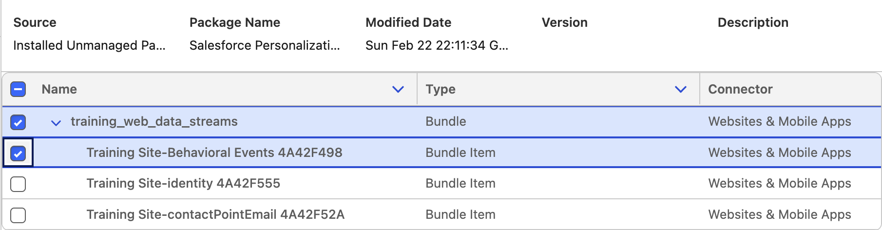 Select data stream from data kit