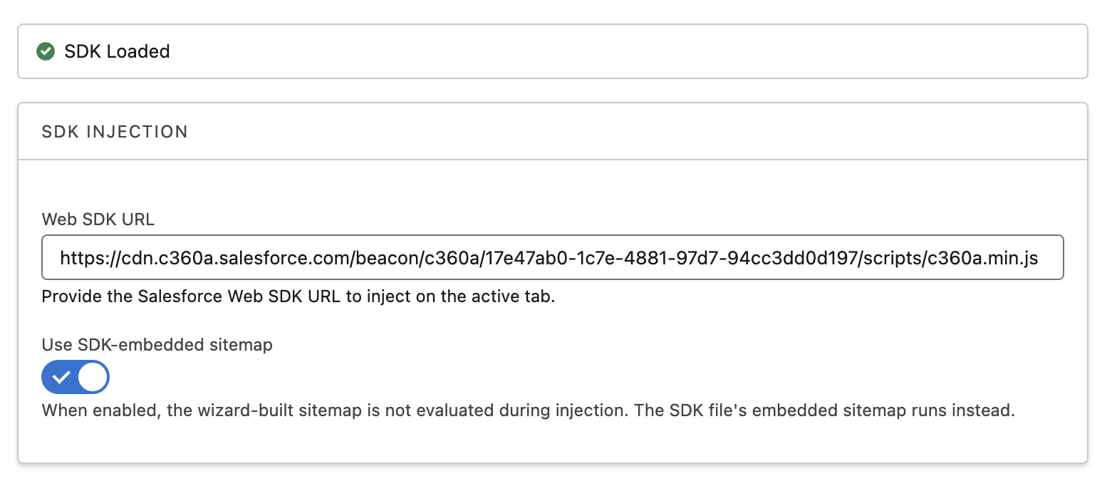 SDK injection details in Sitemap Builder
