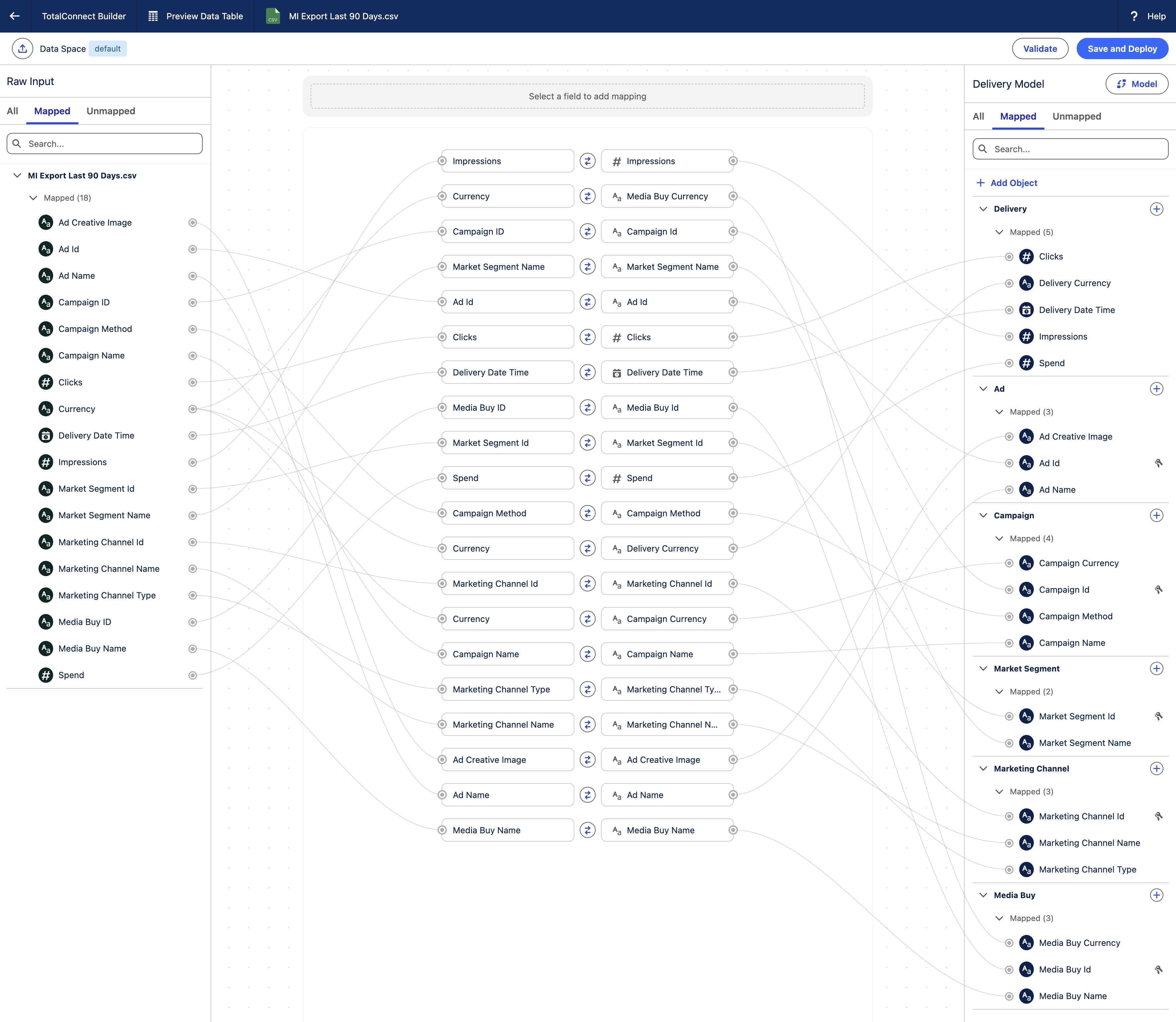 Map data fields in TotalConnect Builder